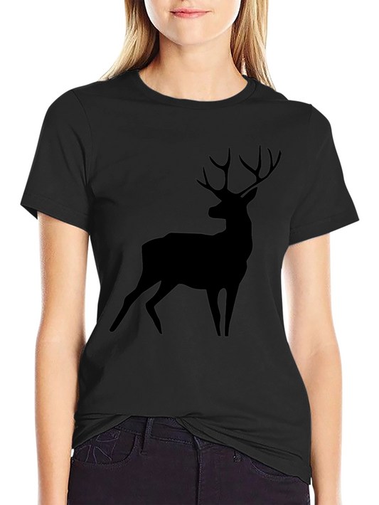 Deer Silhouette Black T-Shirt - Unisex Casual Wear