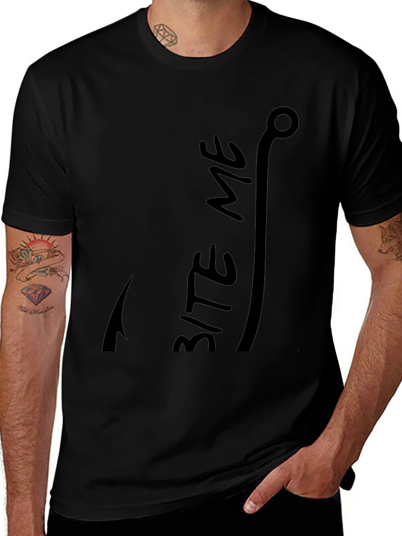 Bite Me Fishing Hook Graphic T-Shirt