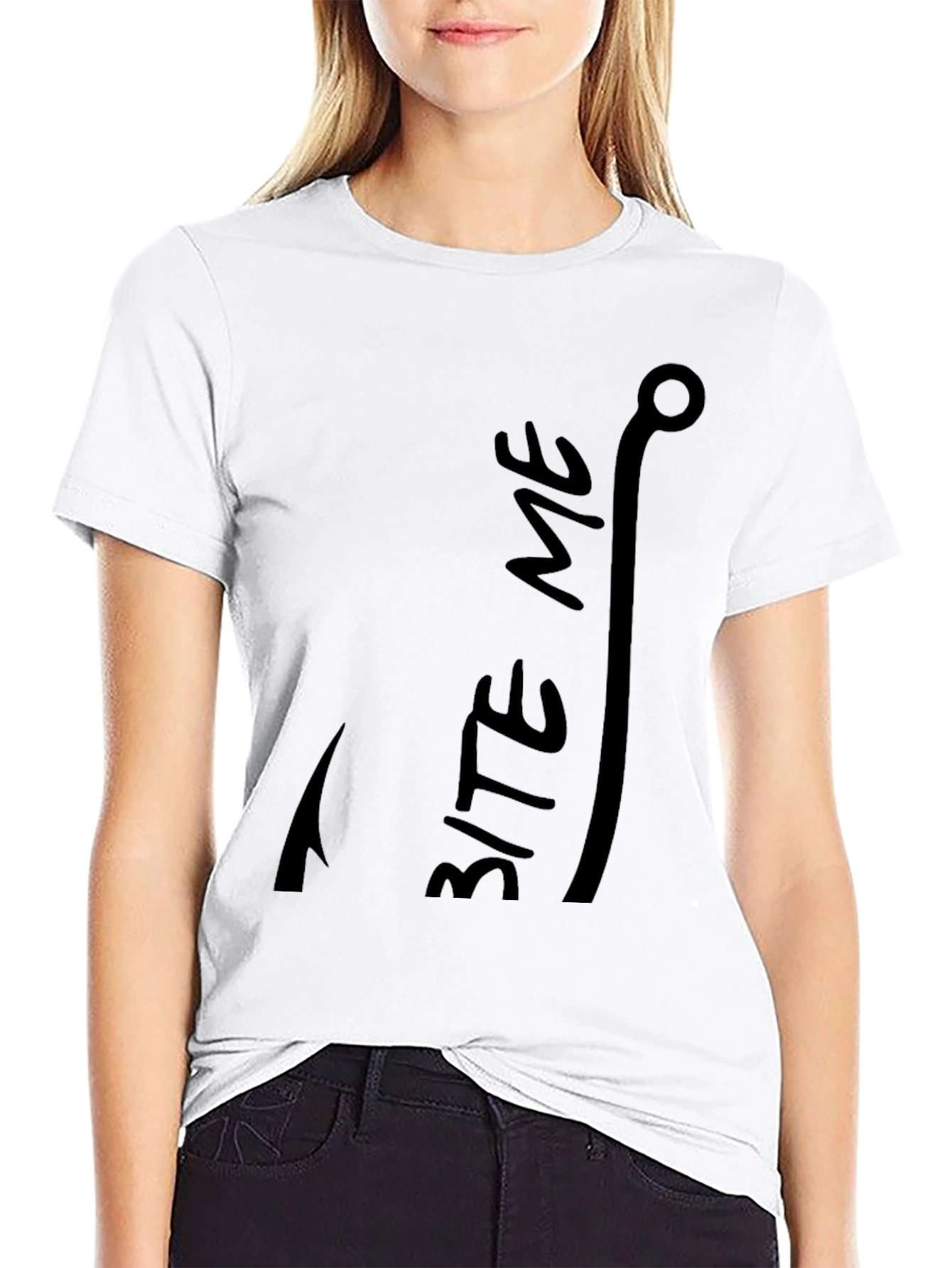 Bite Me Fishing Hook Graphic T-Shirt