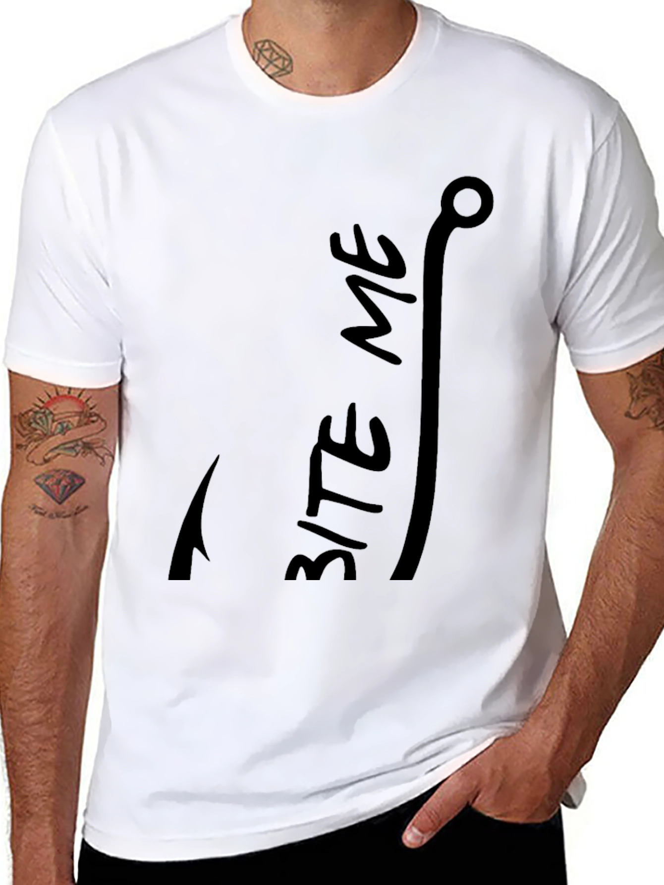 Bite Me Fishing Hook Graphic T-Shirt