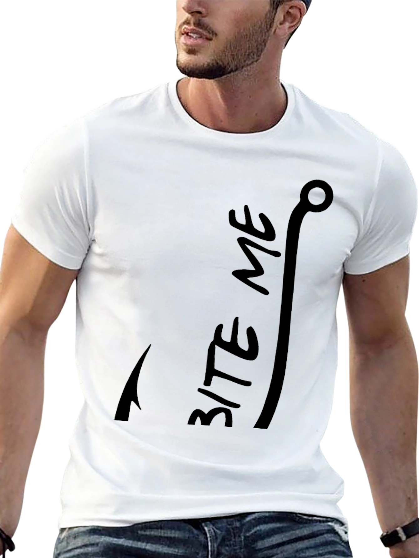 Bite Me Fishing Hook Graphic T-Shirt