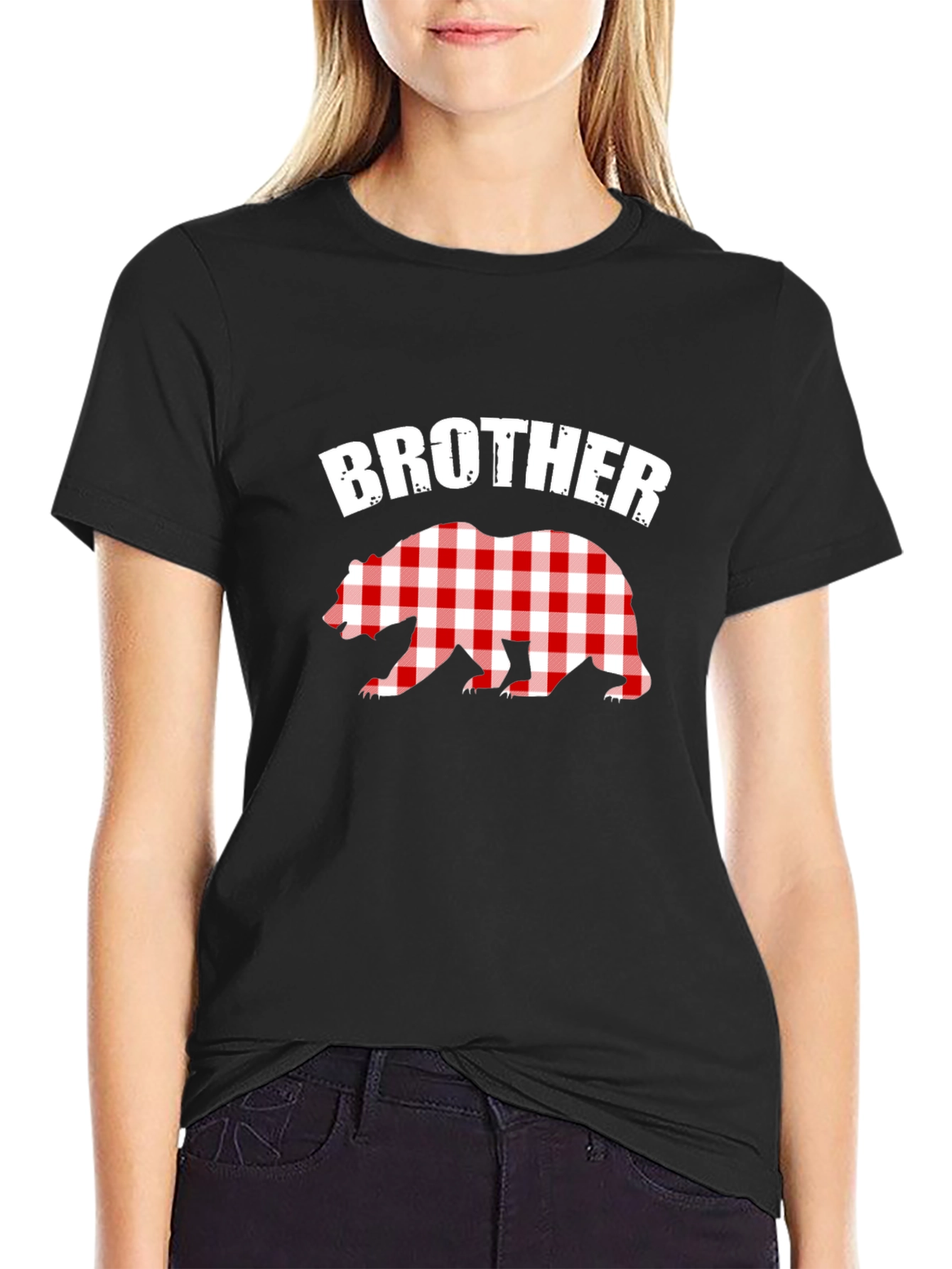 Brother Bear Plaid Graphic Tee - Black