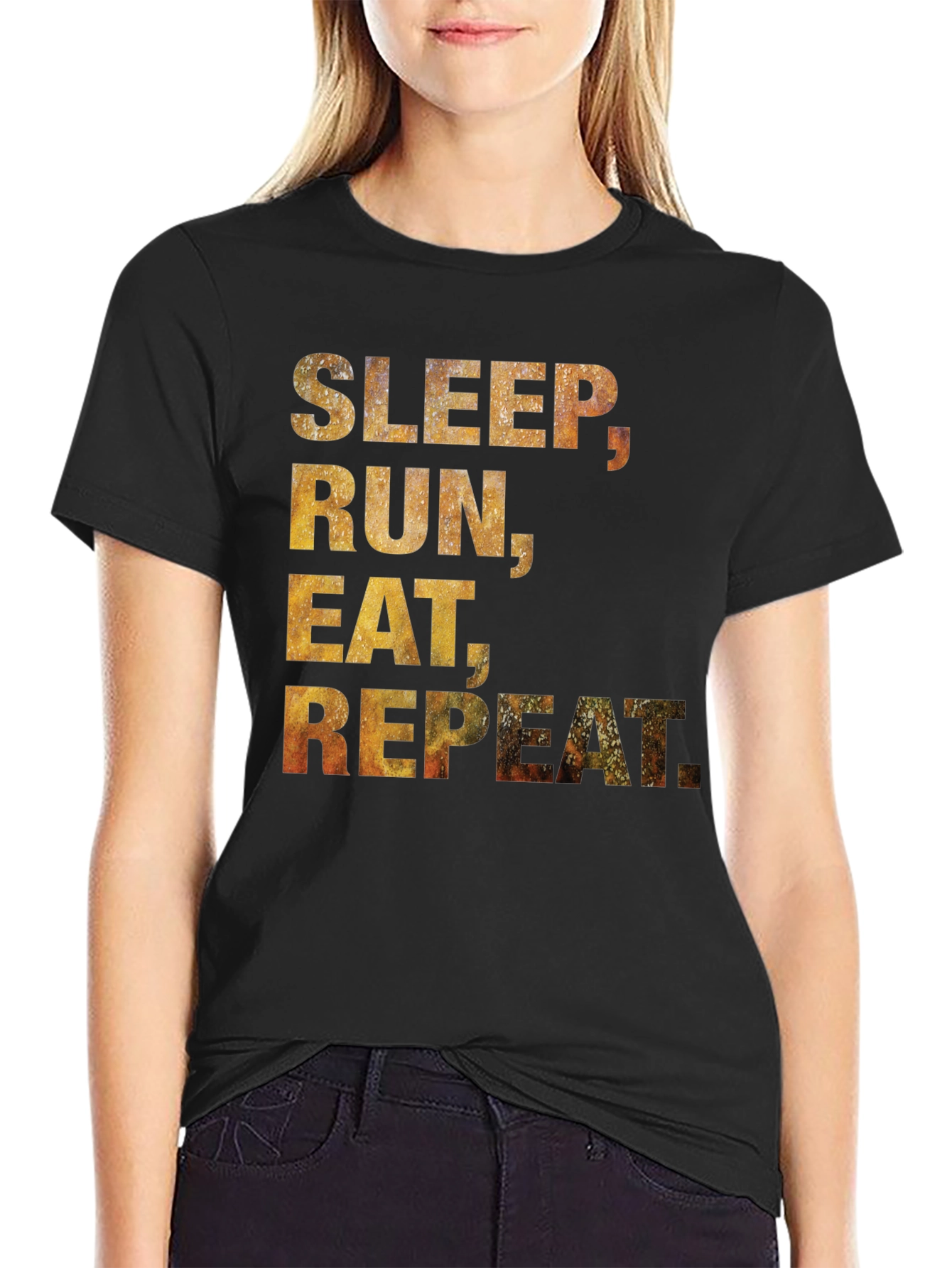 Sleep Run Eat Repeat T-Shirt - Black Cotton Tee