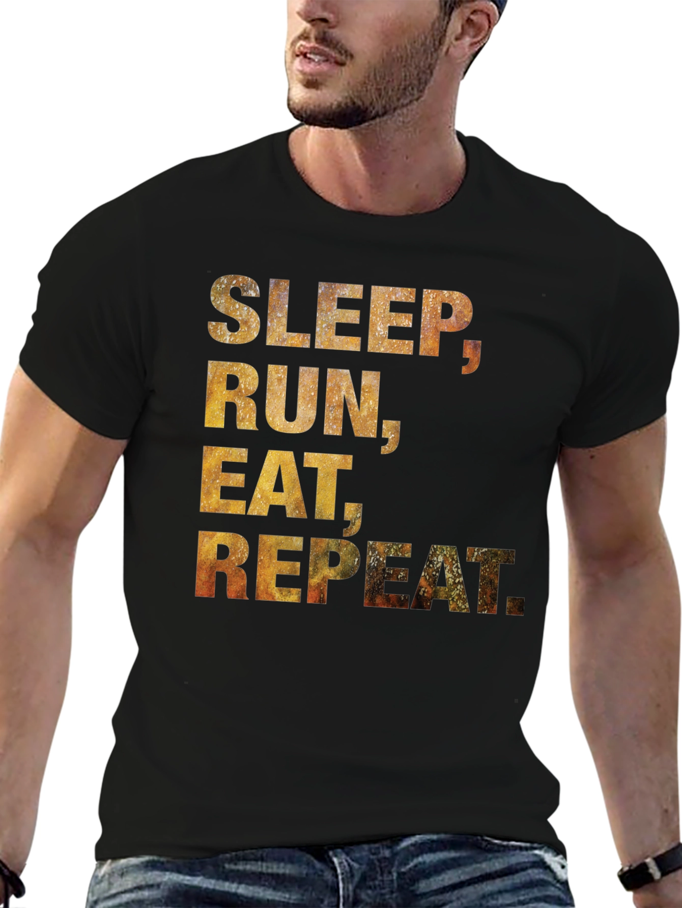 Sleep Run Eat Repeat T-Shirt - Black Cotton Tee