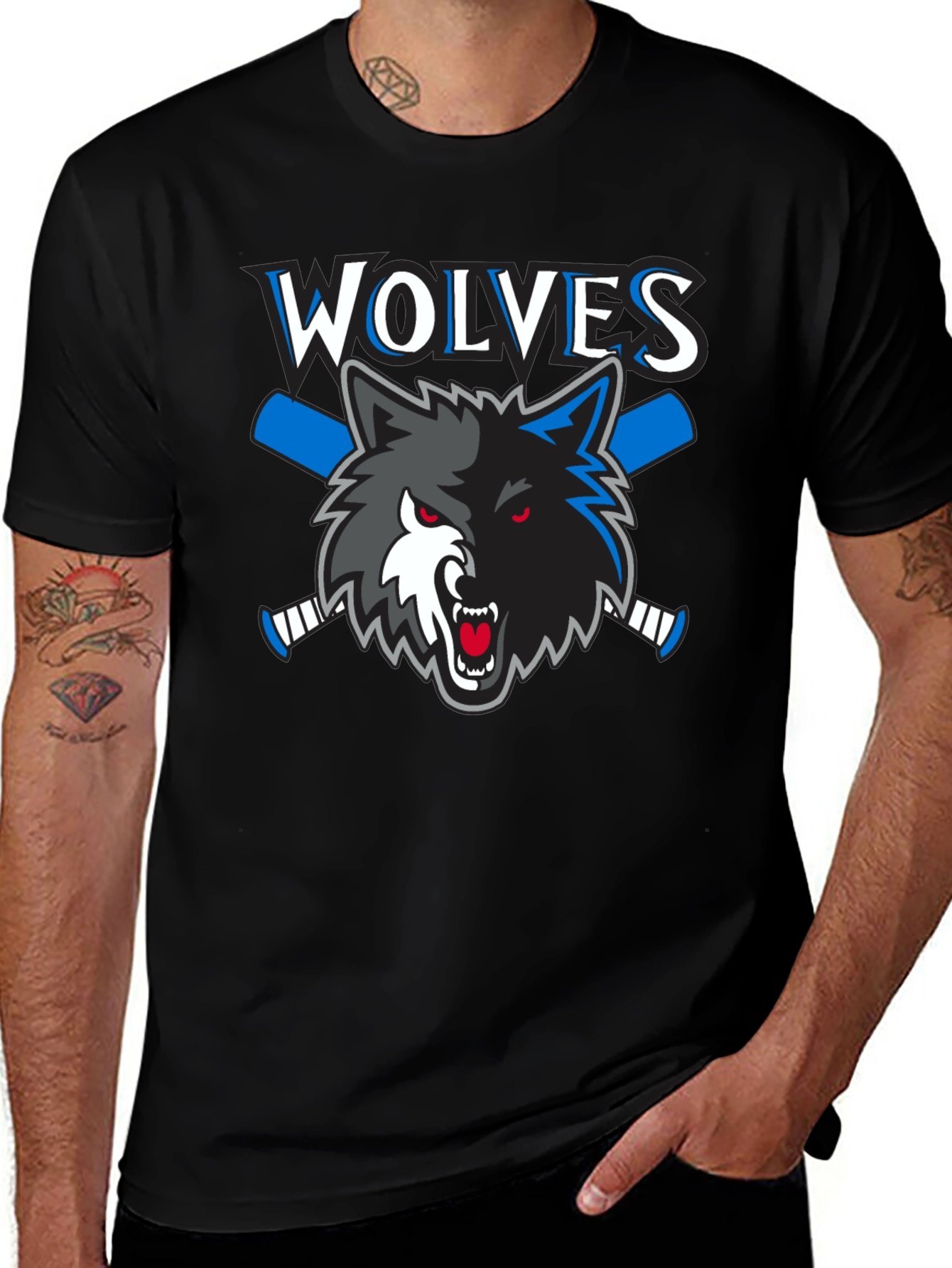 Wolves Hockey T-Shirt - Black Graphic Tee