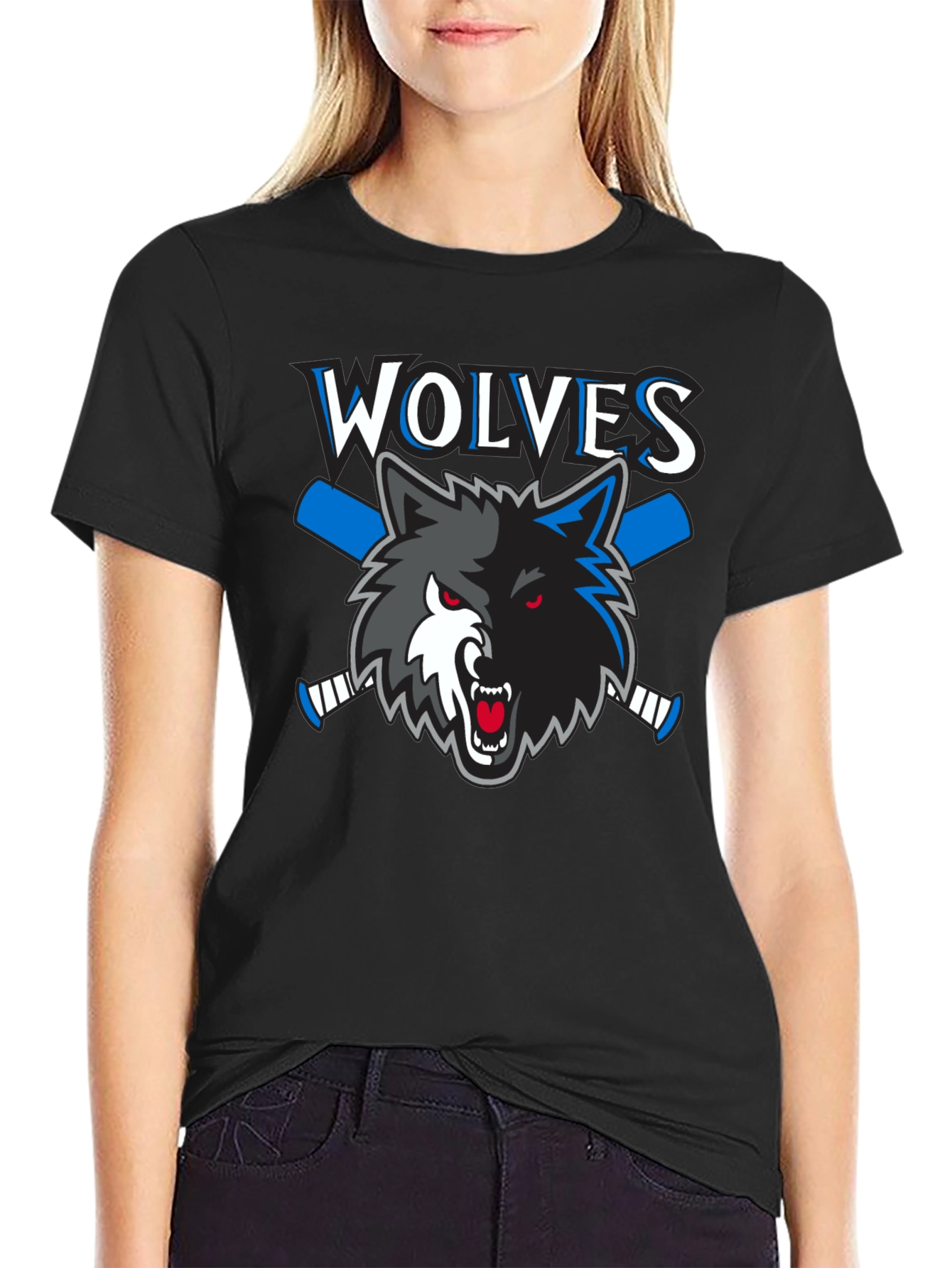 Wolves Hockey T-Shirt - Black Graphic Tee