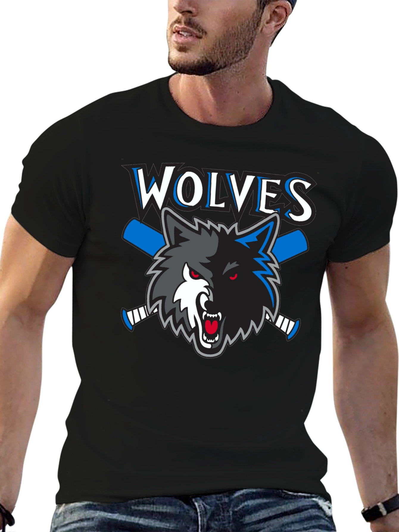 Wolves Hockey T-Shirt - Black Graphic Tee