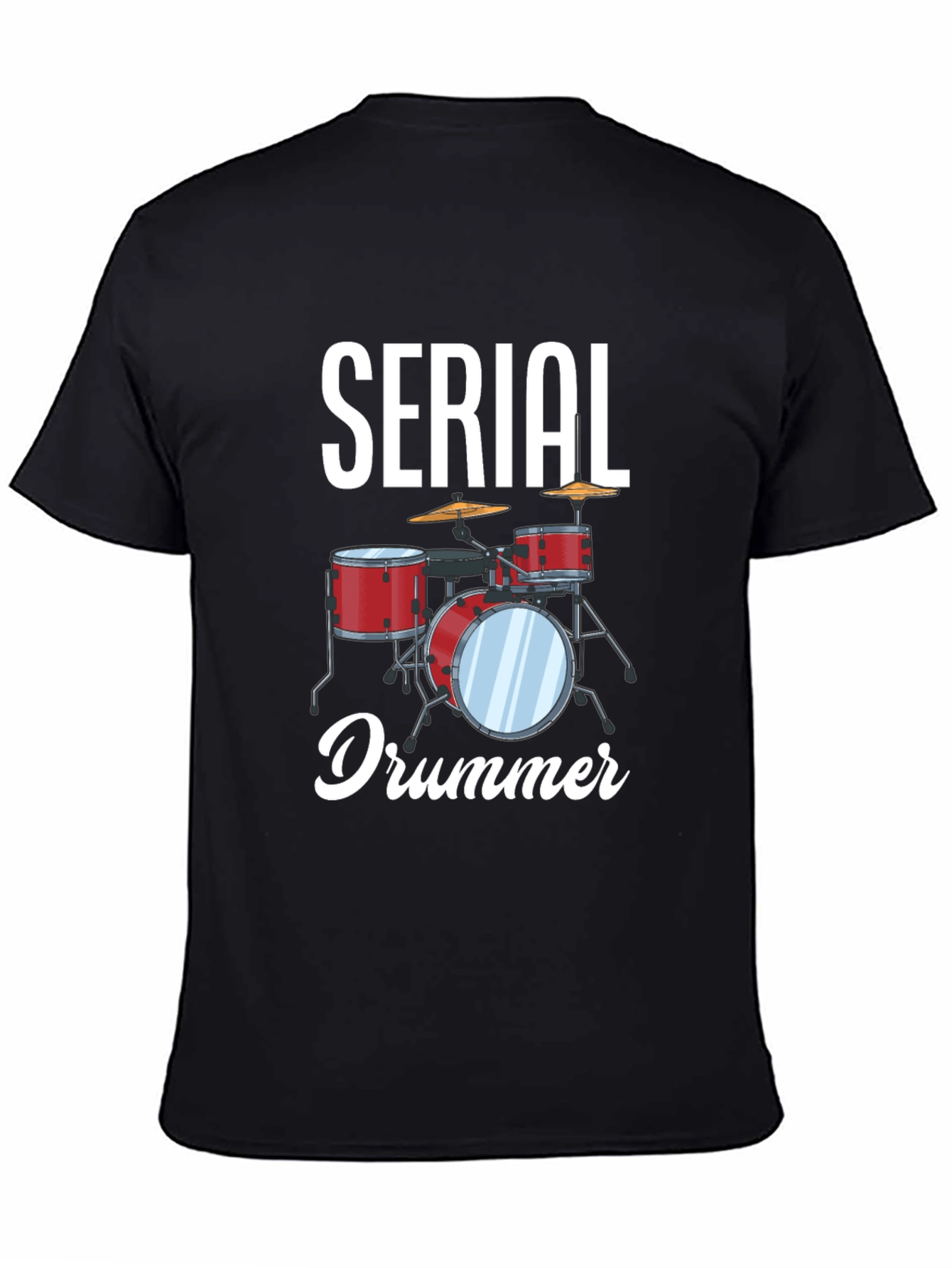 Serial Drummer Graphic Tee - Black Cotton T-Shirt