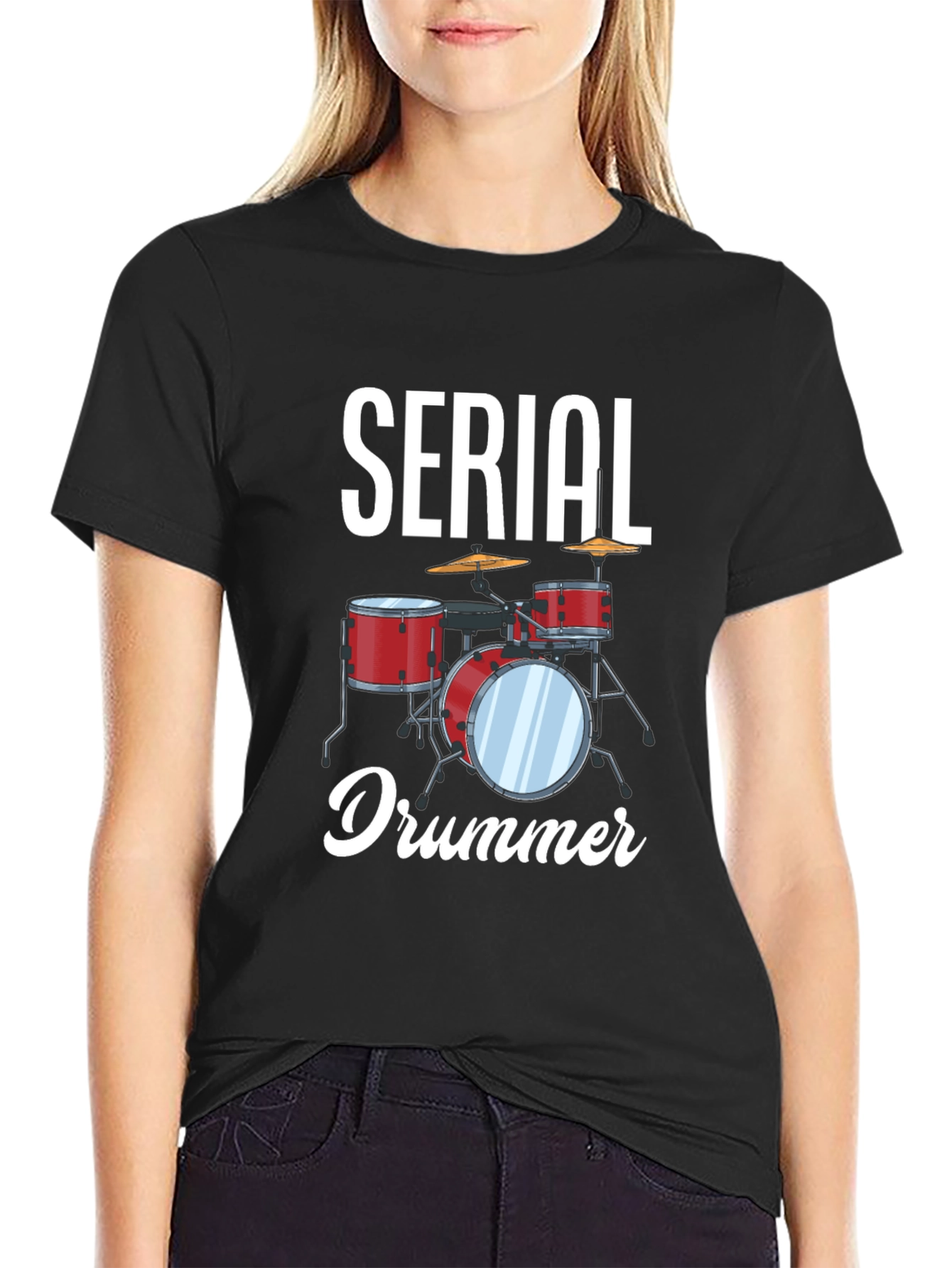 Serial Drummer Graphic Tee - Black Cotton T-Shirt