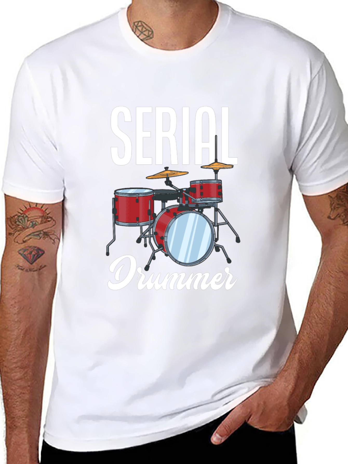 Serial Drummer Graphic Tee - Black Cotton T-Shirt