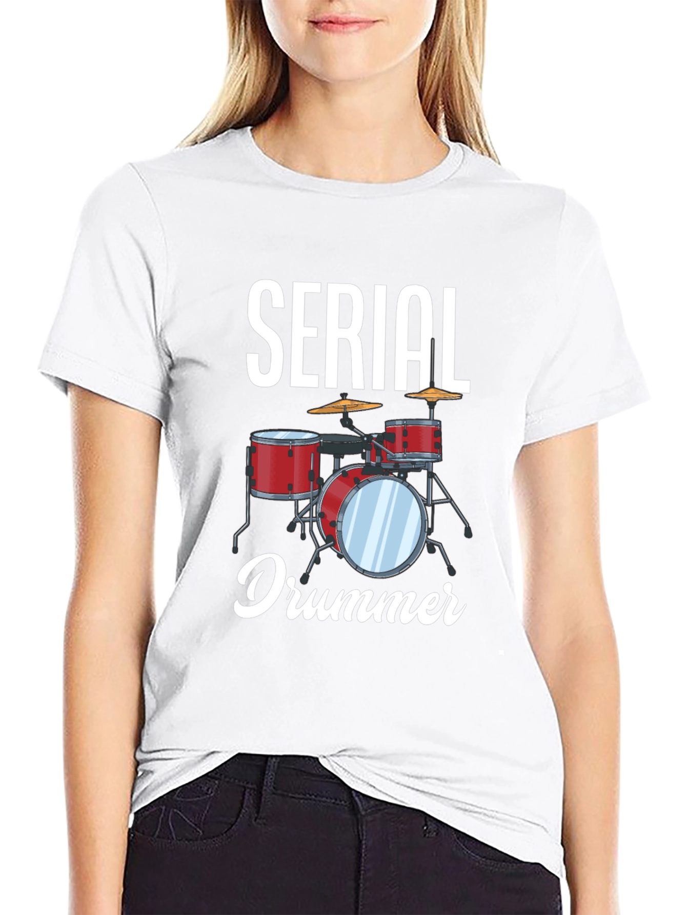Serial Drummer Graphic Tee - Black Cotton T-Shirt