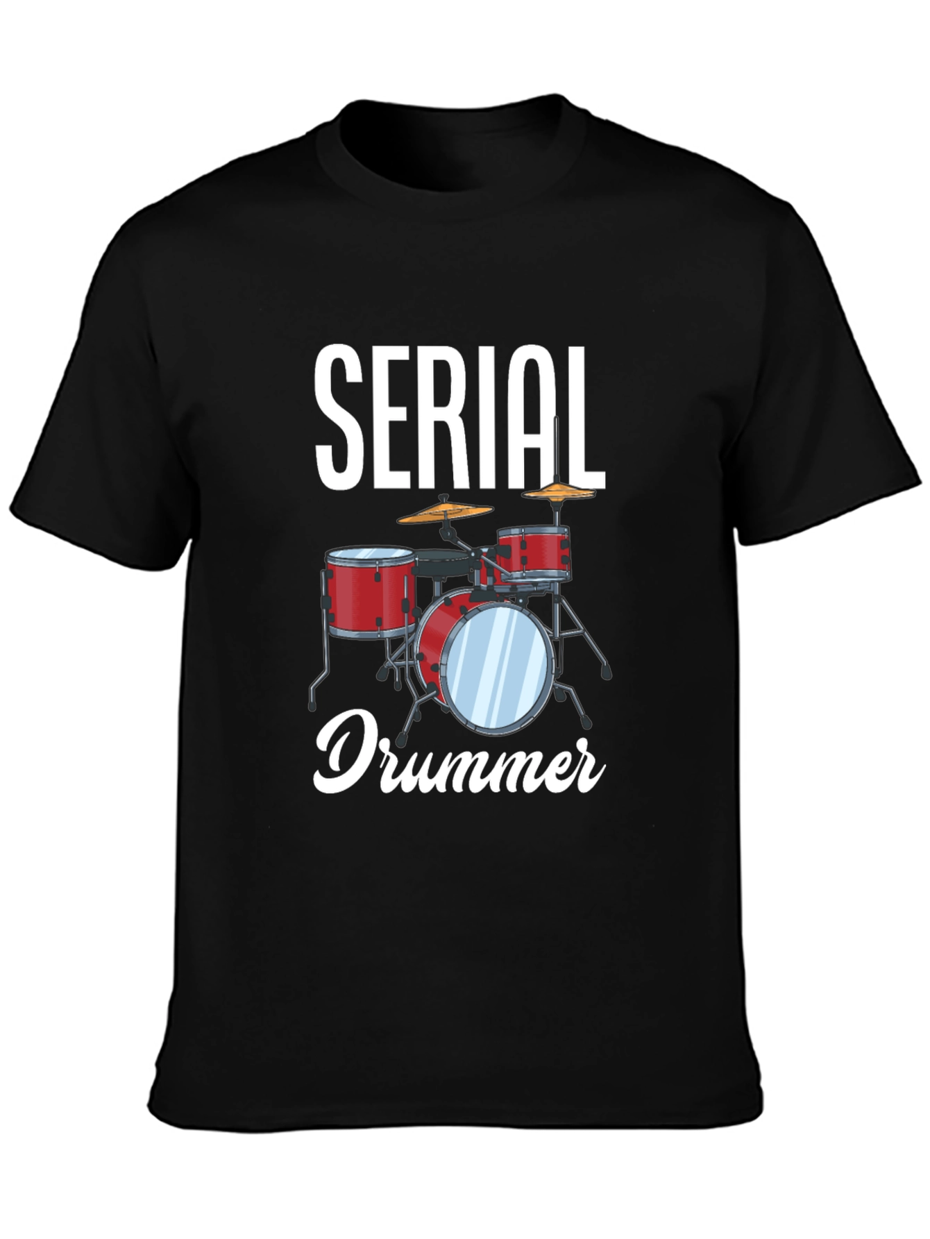Serial Drummer Graphic Tee - Black Cotton T-Shirt