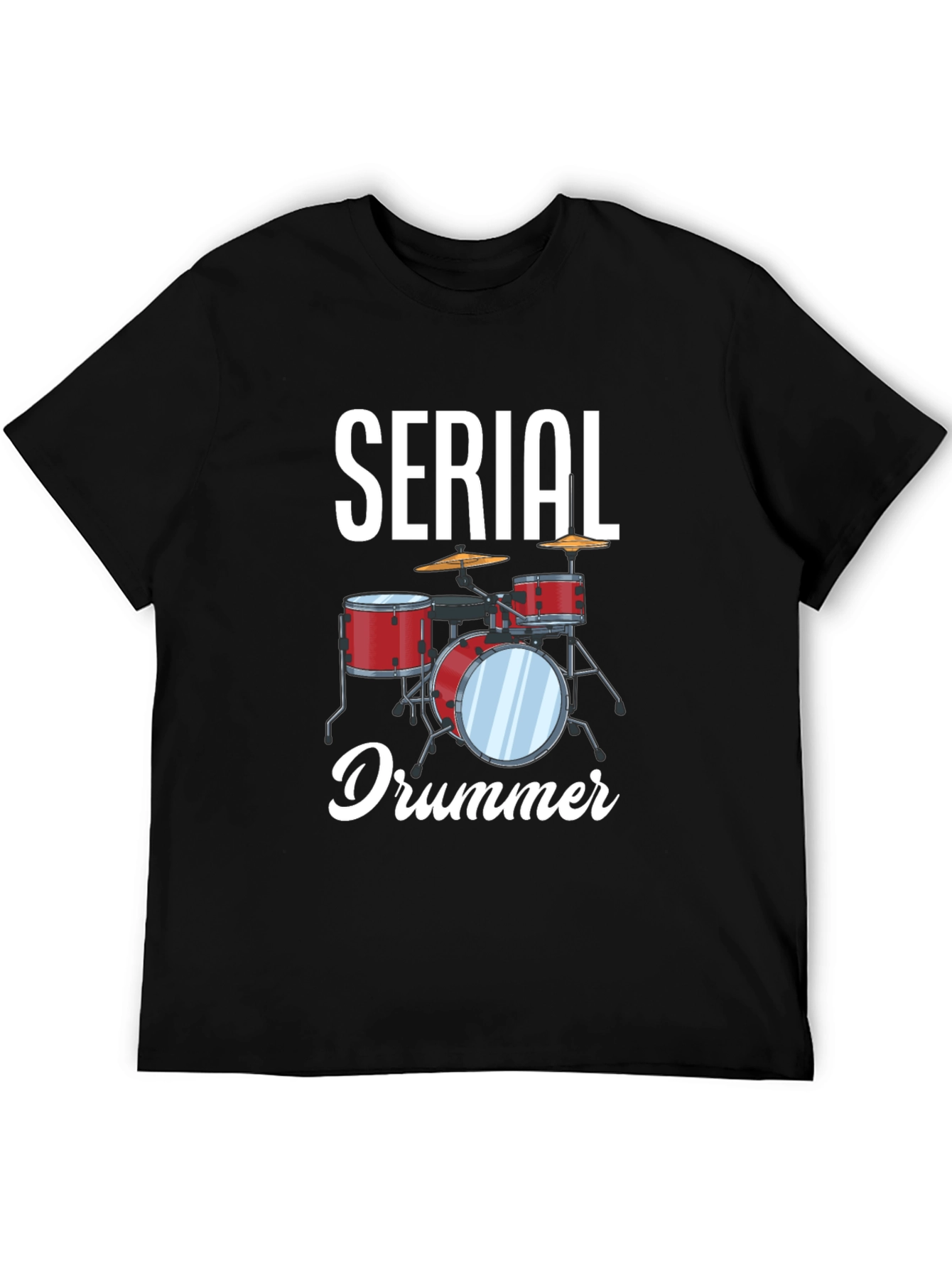 Serial Drummer Graphic Tee - Black Cotton T-Shirt