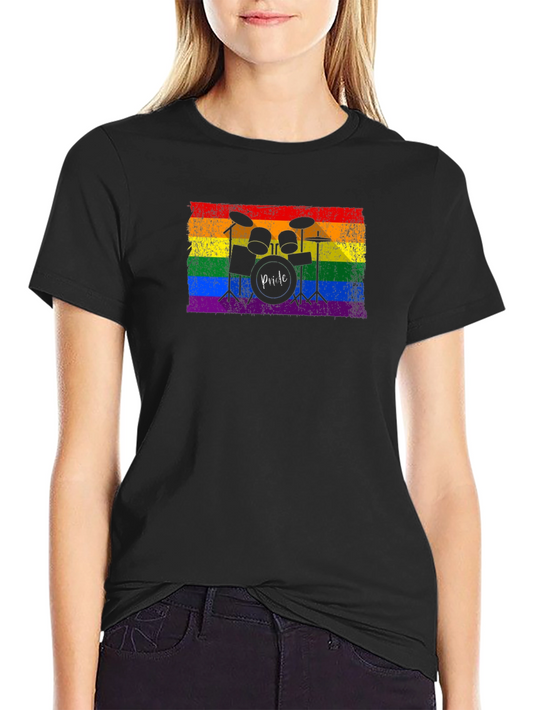 Pride Drum Kit T-Shirt - LGBTQ Rainbow Flag