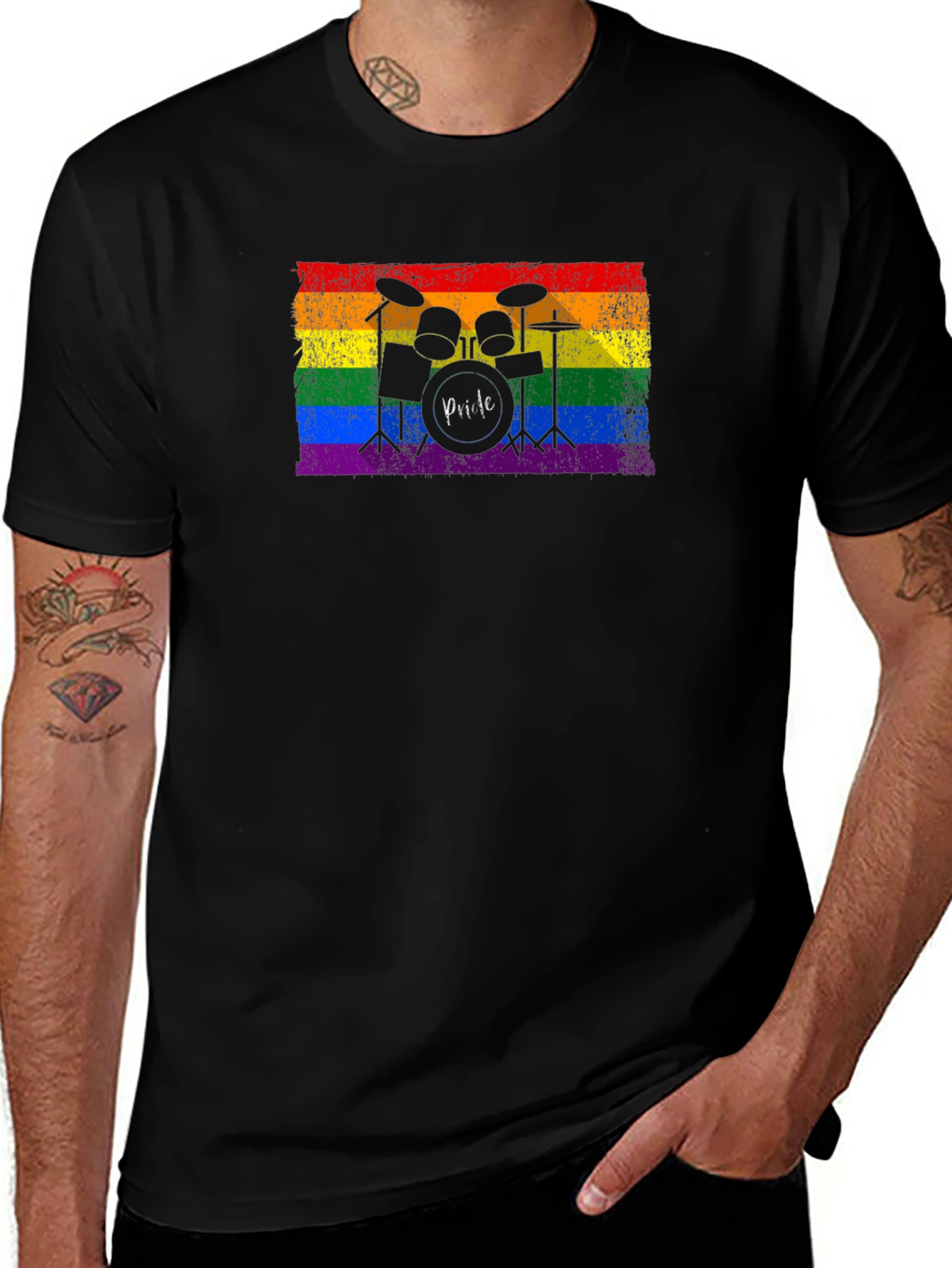 Pride Drum Kit T-Shirt - LGBTQ Rainbow Flag