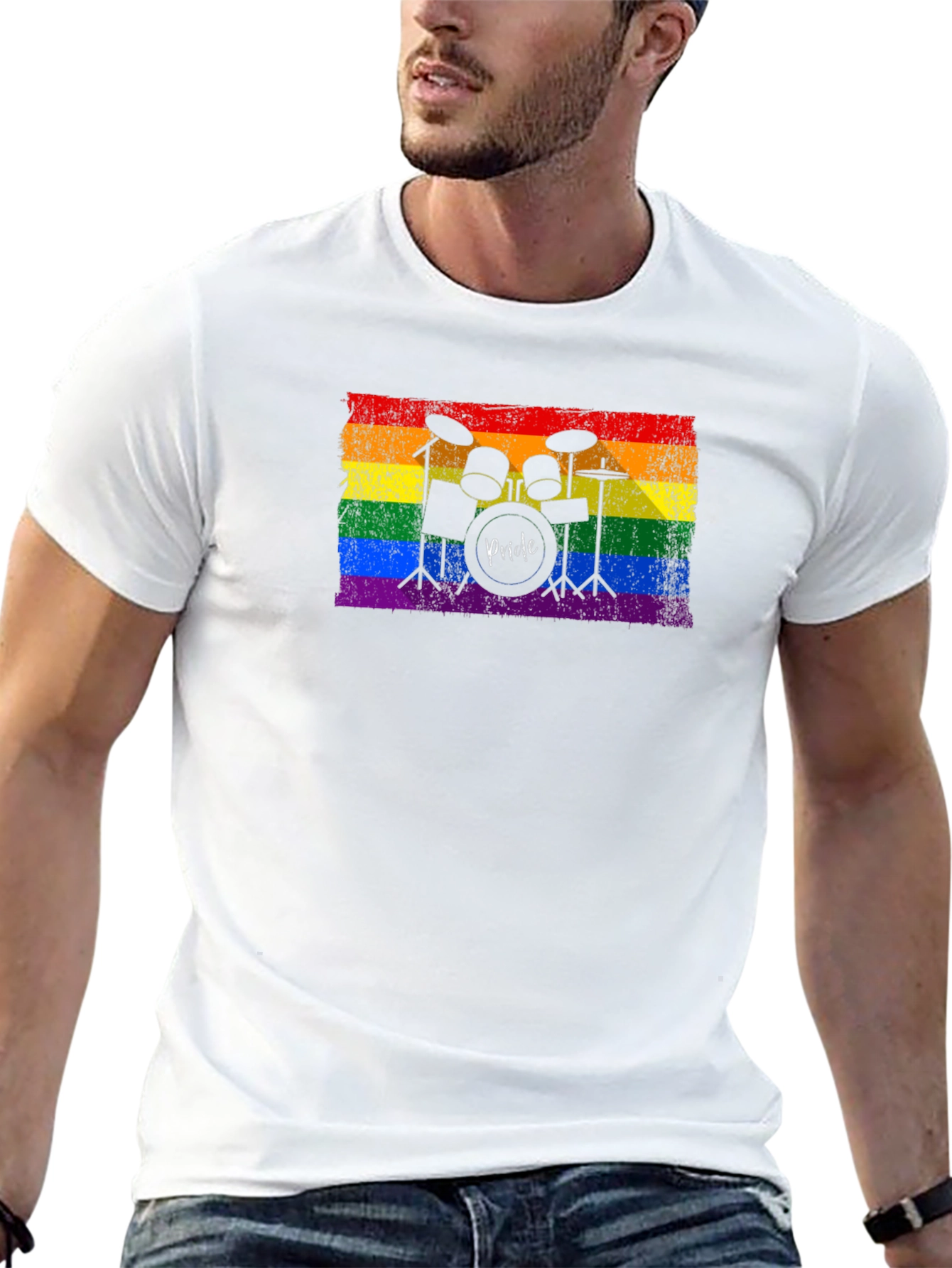 Pride Drum Kit T-Shirt - LGBTQ Rainbow Flag