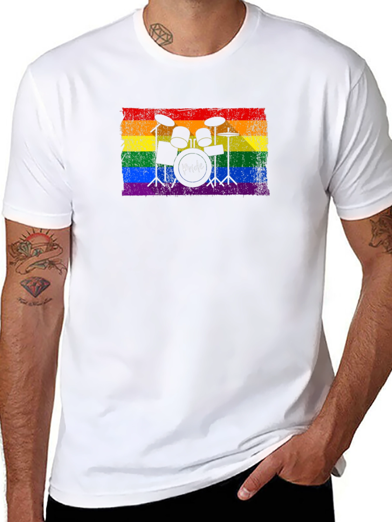 Pride Drum Kit T-Shirt - LGBTQ Rainbow Flag