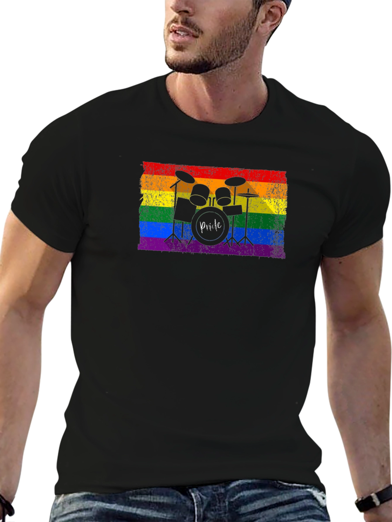 Pride Drum Kit T-Shirt - LGBTQ Rainbow Flag