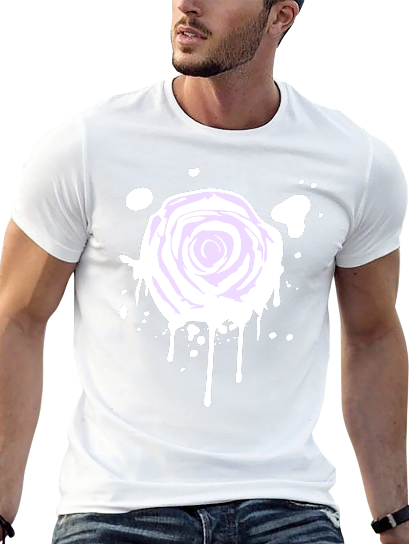 Rose Splatter Graphic Tee - Black Cotton Blend
