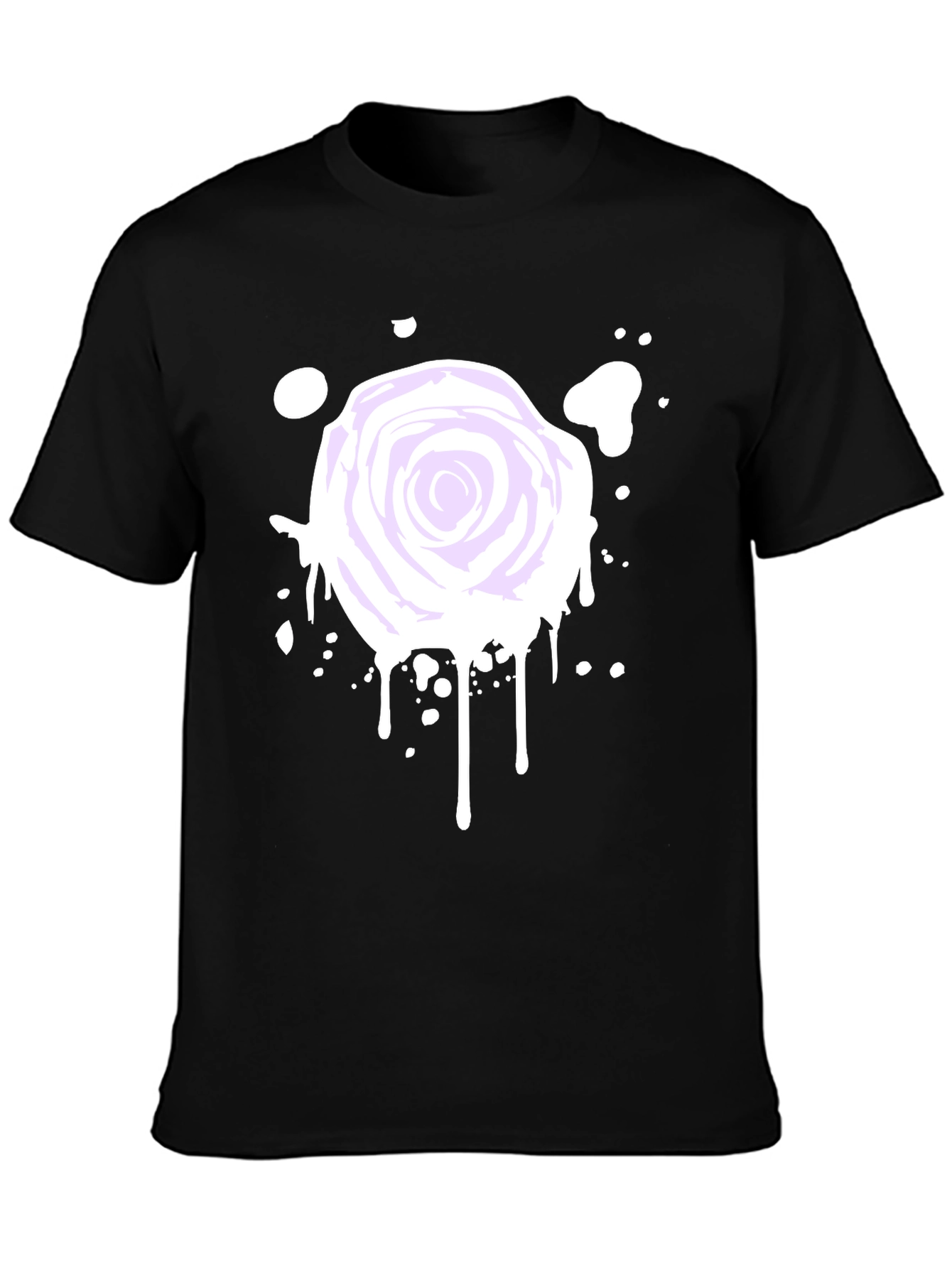 Rose Splatter Graphic Tee - Black Cotton Blend