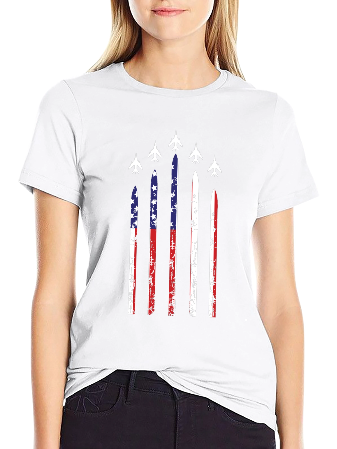 American Flag Jet Fighter T-Shirt