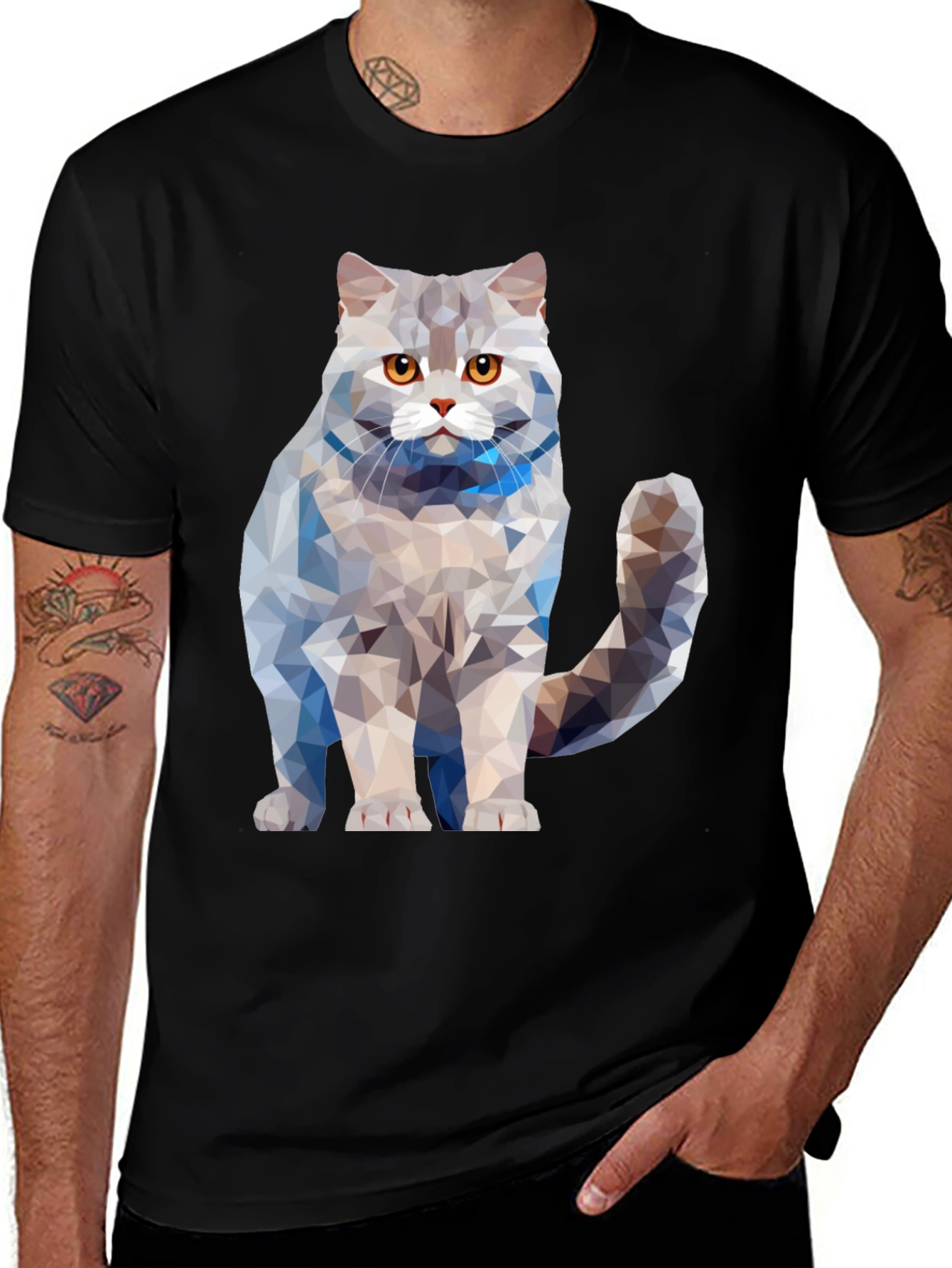 Geometric Cat T-Shirt - Unique Design