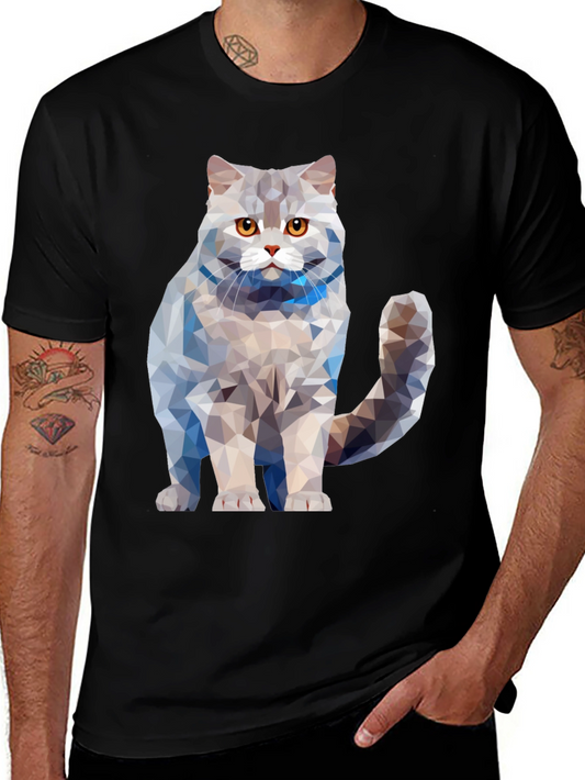Geometric Cat T-Shirt - Unique Design