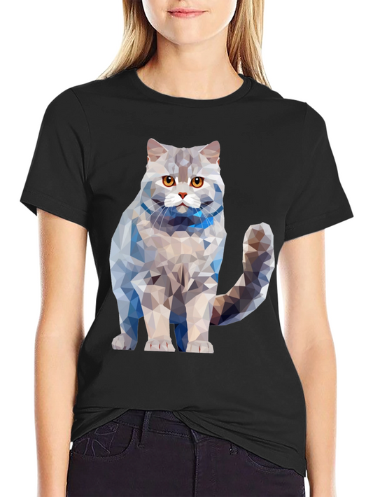 Geometric Cat T-Shirt - Unique Design