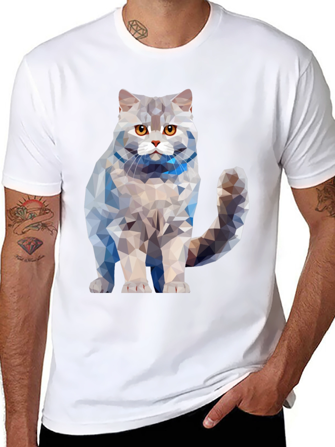 Geometric Cat T-Shirt - Unique Design