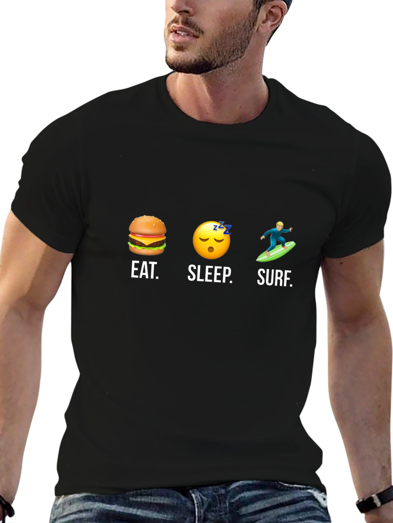 Eat Sleep Surf Black Graphic Tee