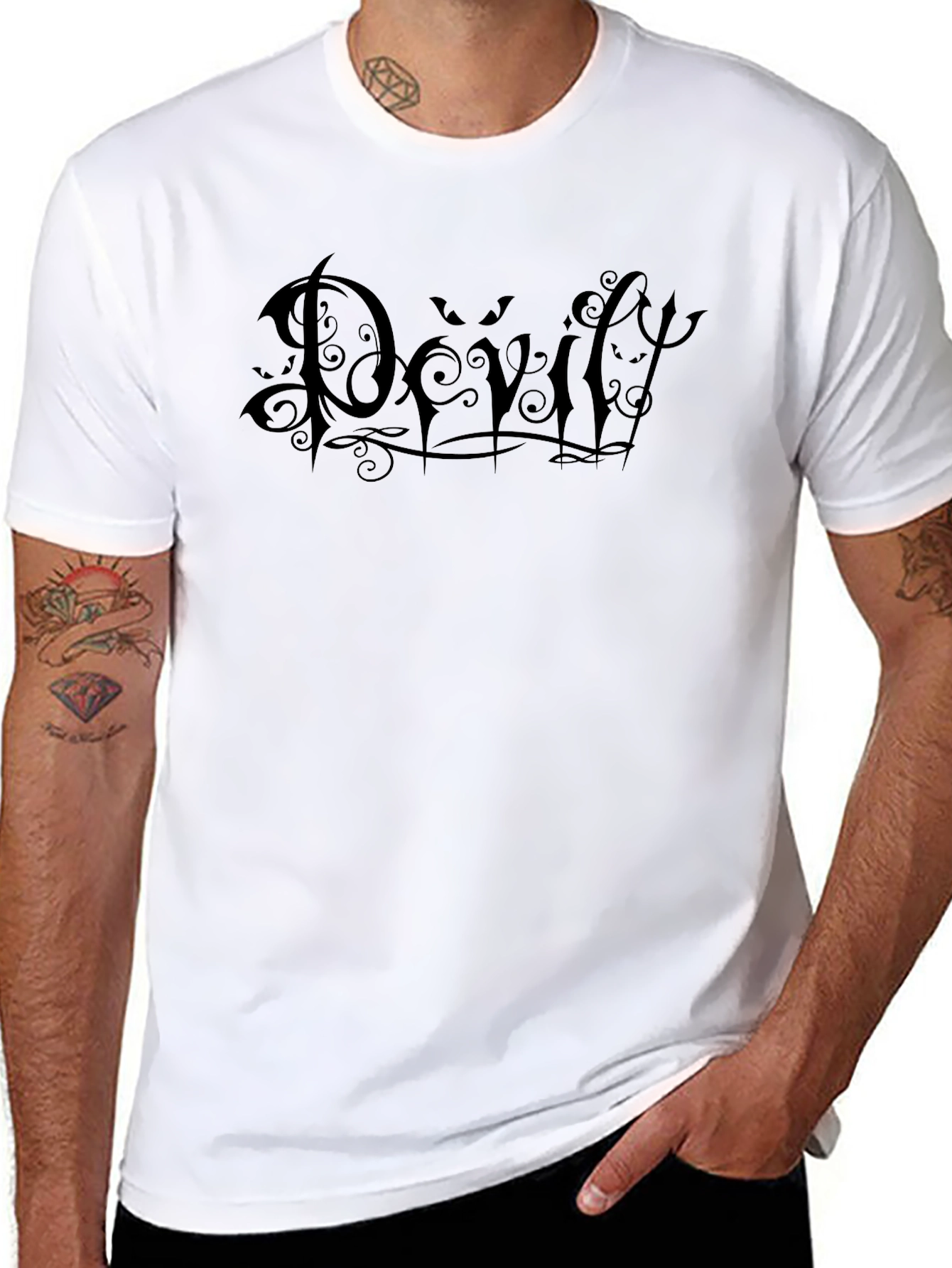 Gothic Devil Graphic Tee - Mens Black T-Shirt