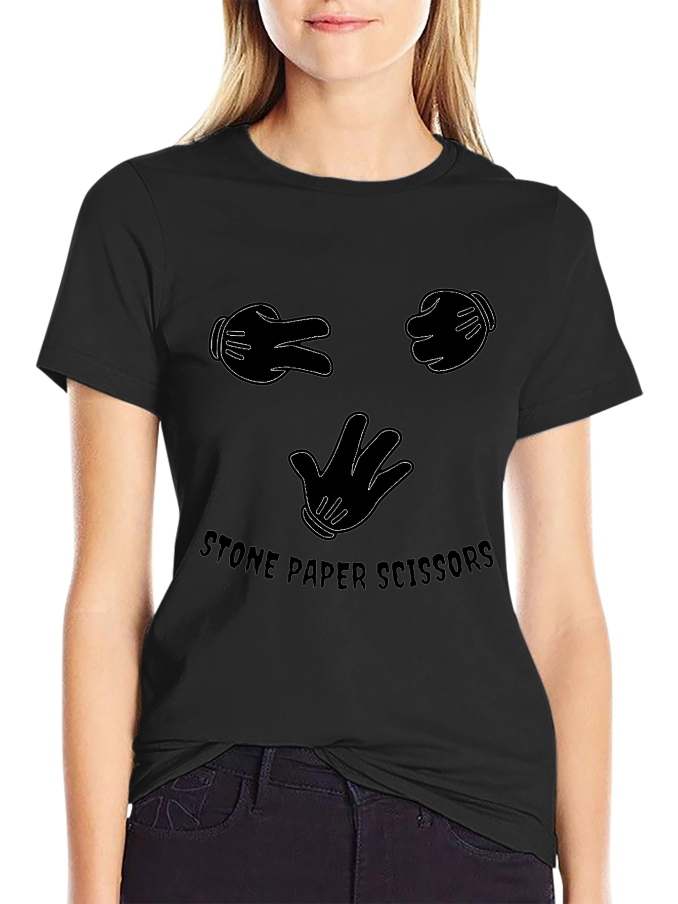 Stone Paper Scissors Graphic T-Shirt - Black