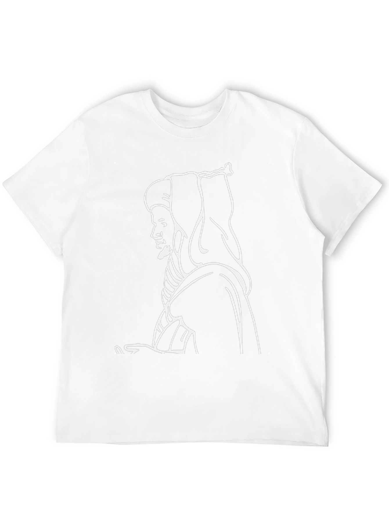 Black T-Shirt with White Outline Design