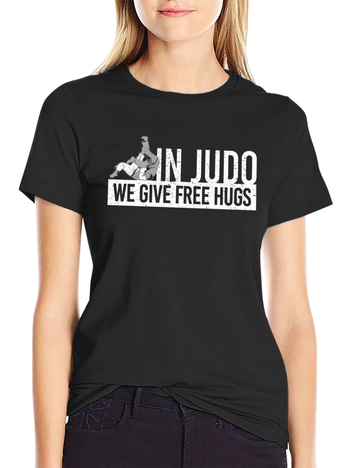 In Judo We Give Free Hugs - Black T-Shirt
