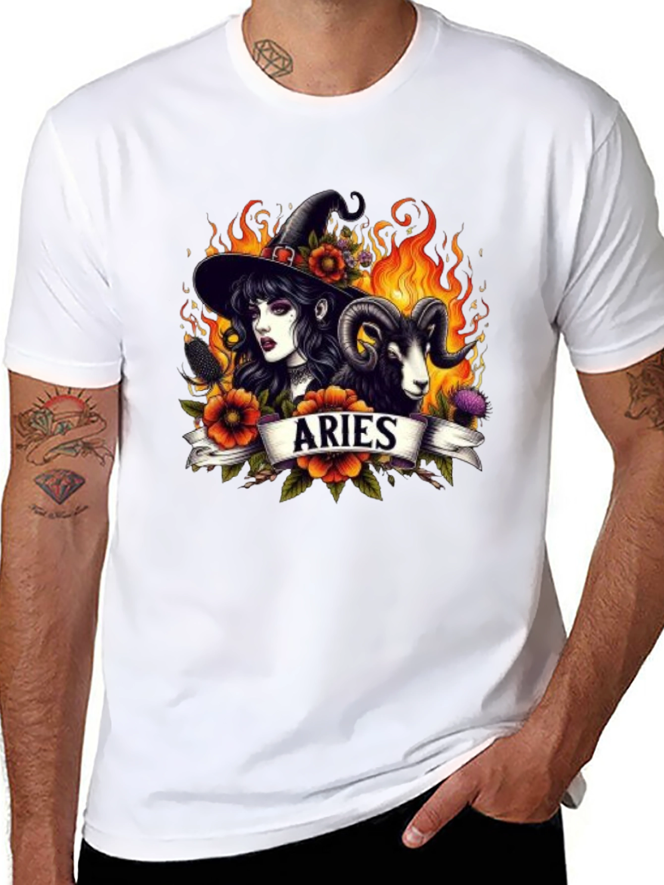 Aries Witch T-Shirt - Zodiac Astrology Graphic Tee