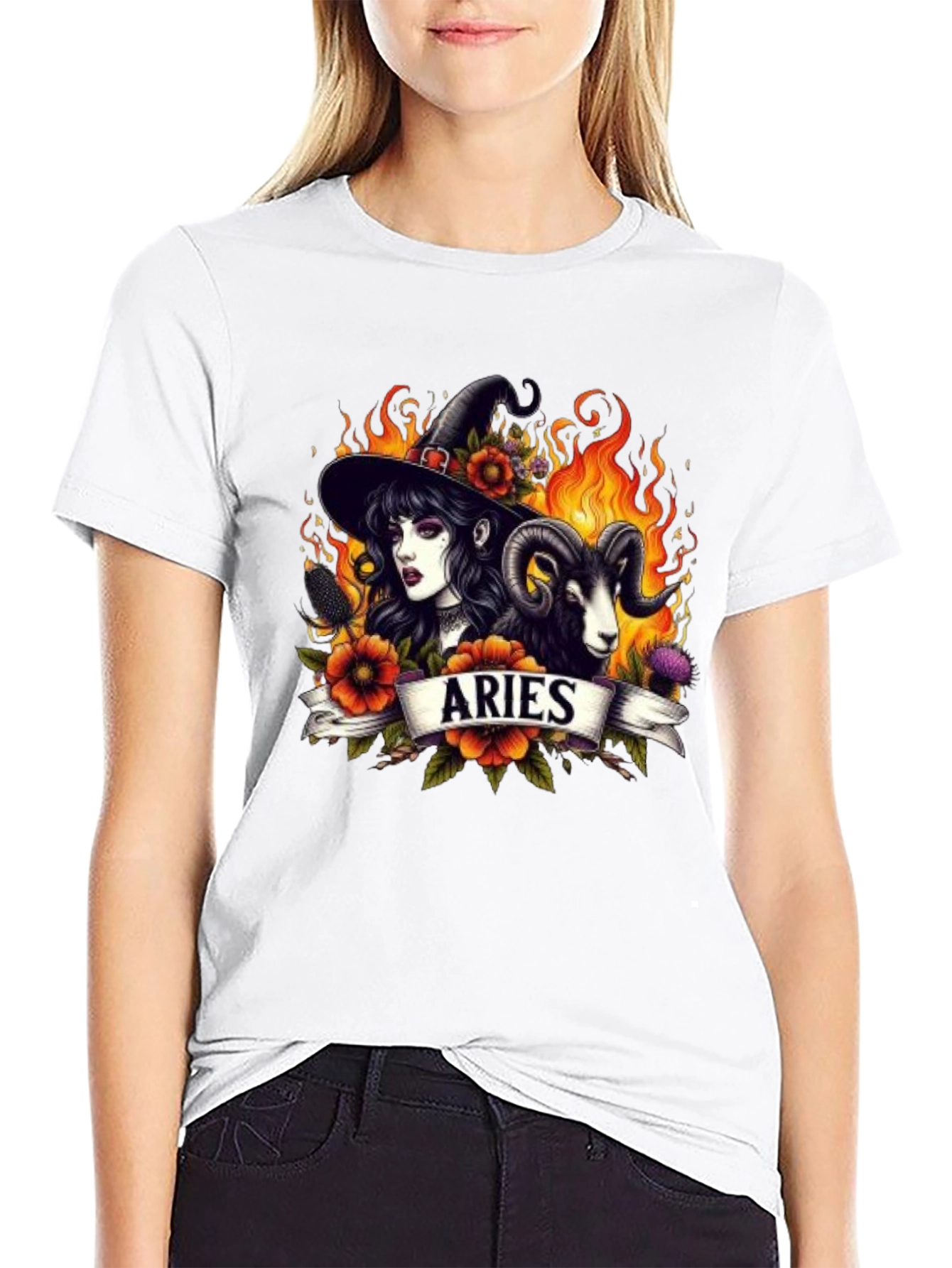 Aries Witch T-Shirt - Zodiac Astrology Graphic Tee