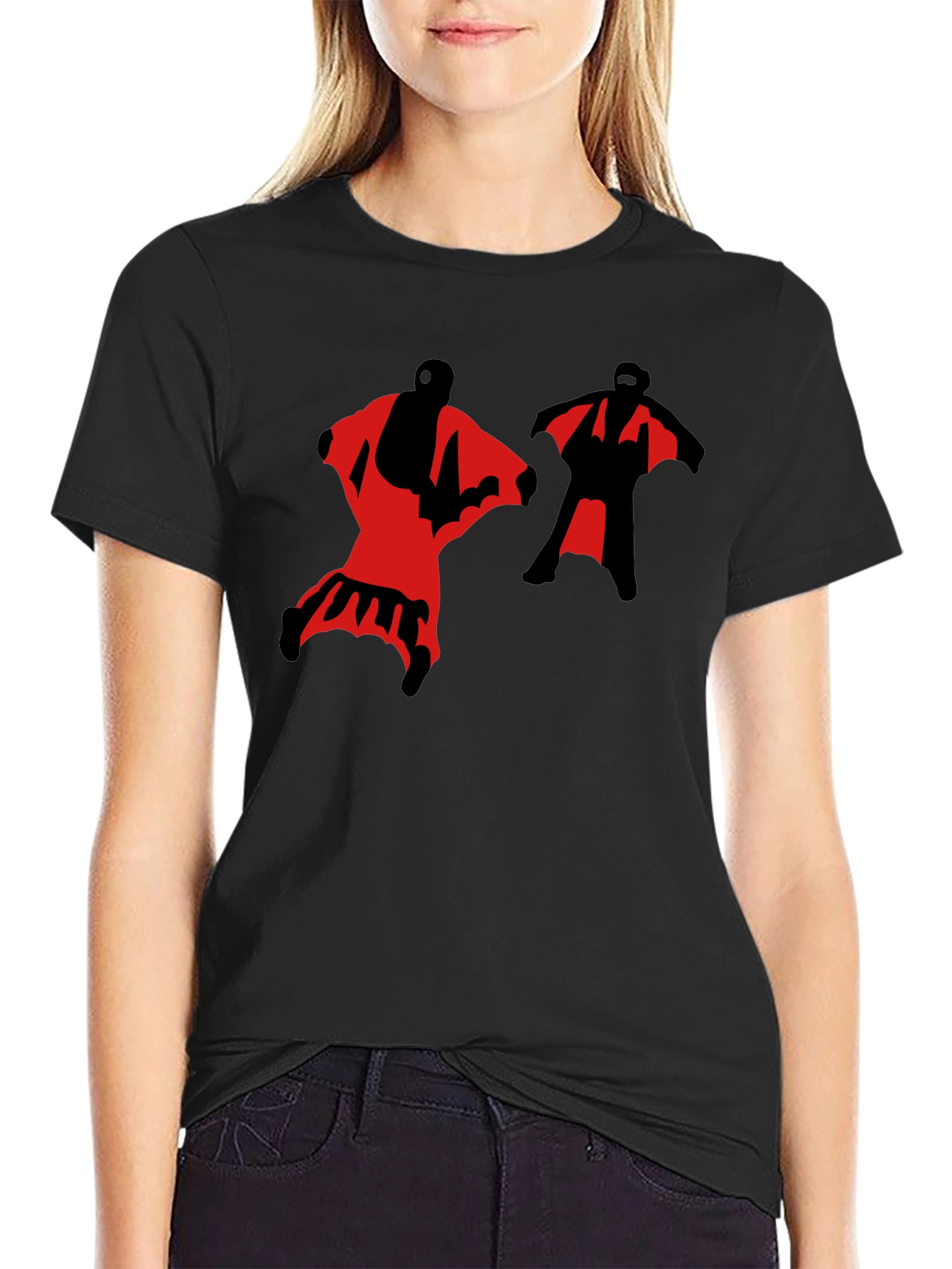 Black Wingsuit Skydivers Graphic T-Shirt