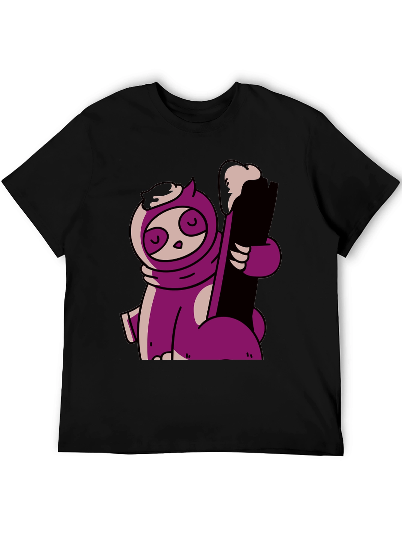 Purple Sloth Skiing T-Shirt - Funny Cartoon Tee