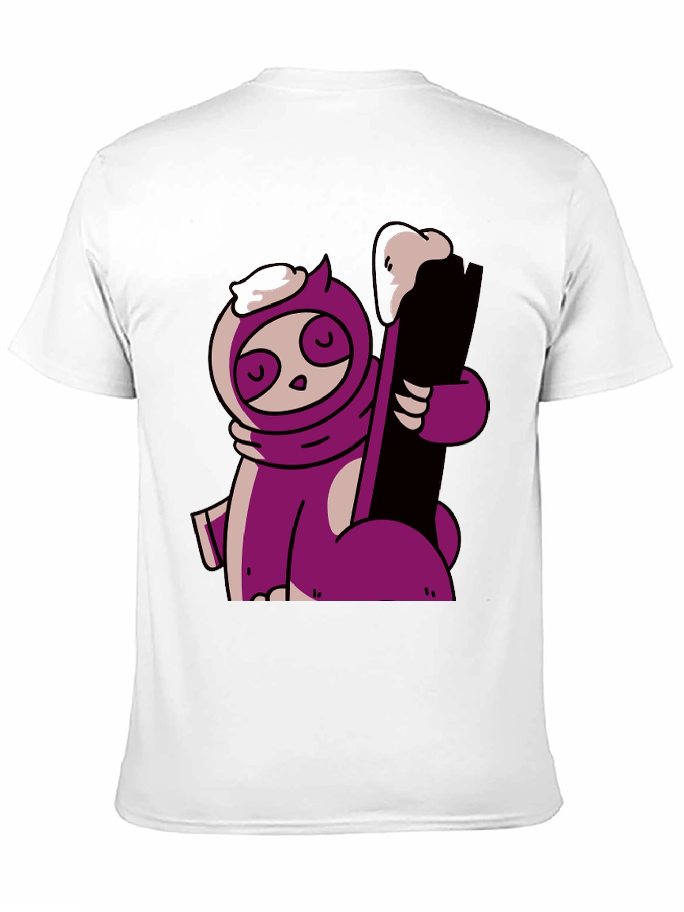 Purple Sloth Skiing T-Shirt - Funny Cartoon Tee