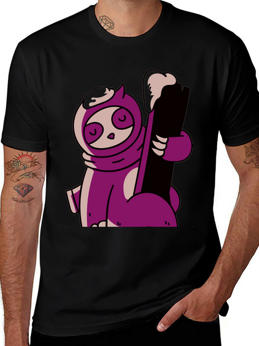 Purple Sloth Skiing T-Shirt - Funny Cartoon Tee