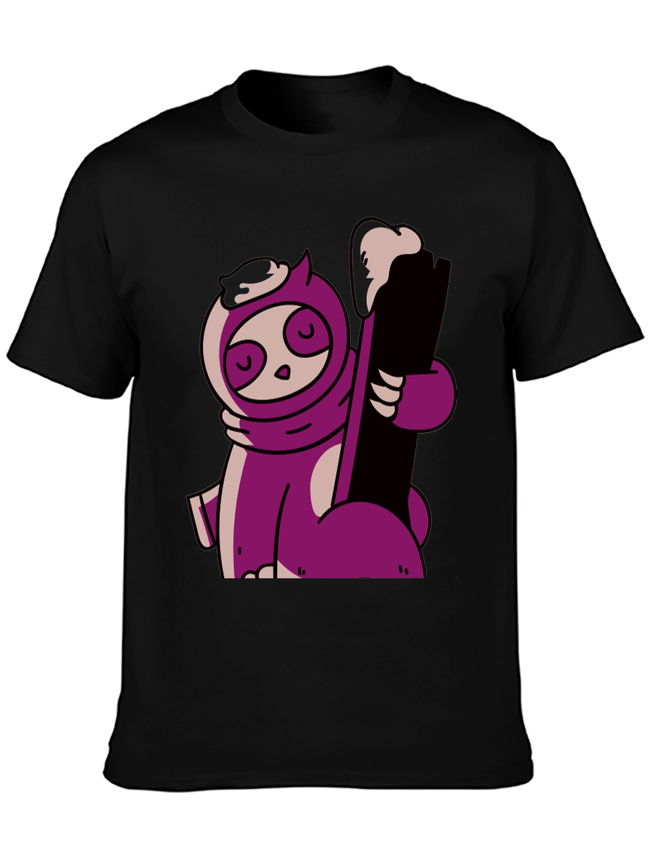 Purple Sloth Skiing T-Shirt - Funny Cartoon Tee