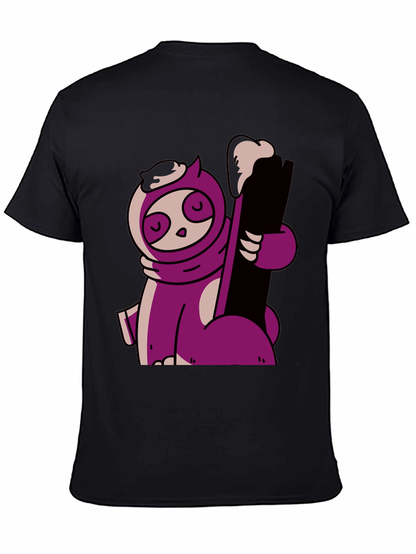 Purple Sloth Skiing T-Shirt - Funny Cartoon Tee