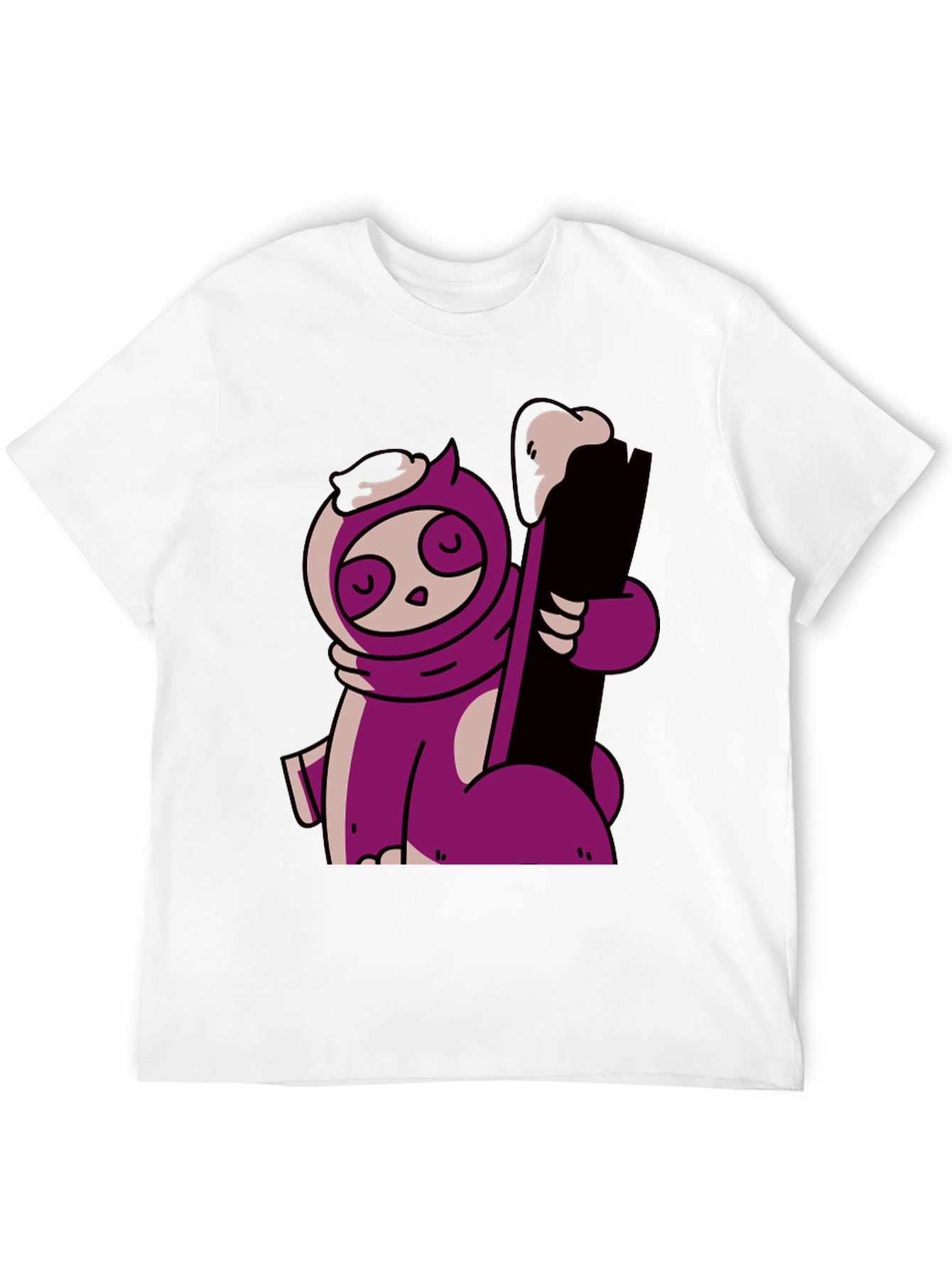 Purple Sloth Skiing T-Shirt - Funny Cartoon Tee