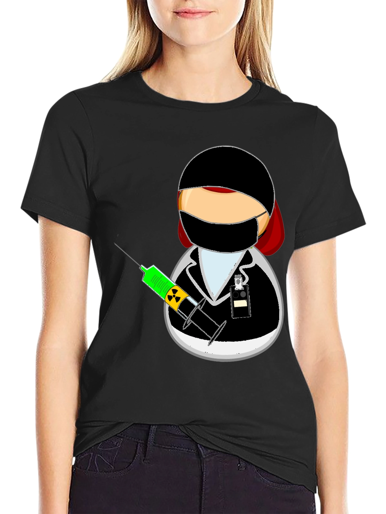 Doctor Cartoon Black T-Shirt