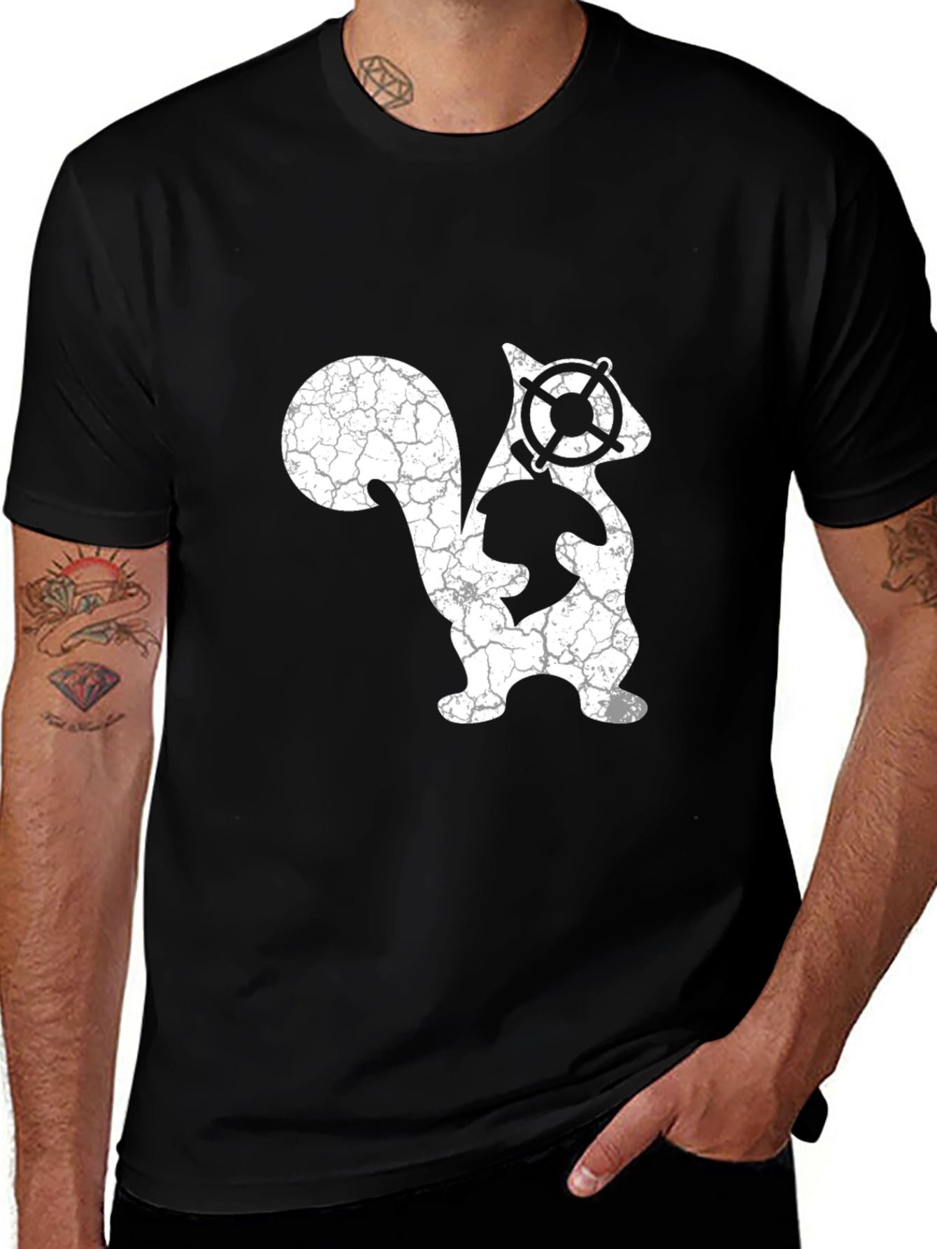 Skunkworks Inspired Distressed Squirrel Graphic Tee