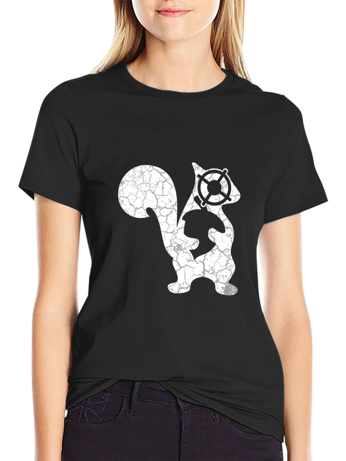 Skunkworks Inspired Distressed Squirrel Graphic Tee