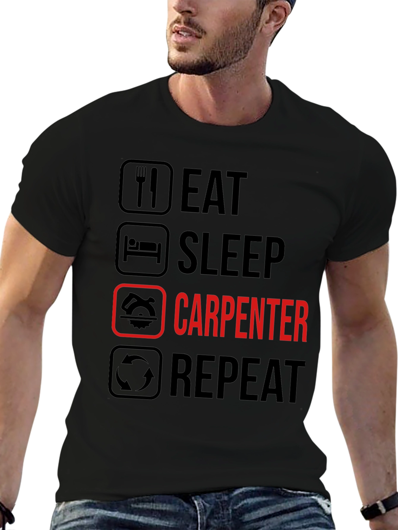 Eat Sleep Carpenter Repeat Graphic Tee