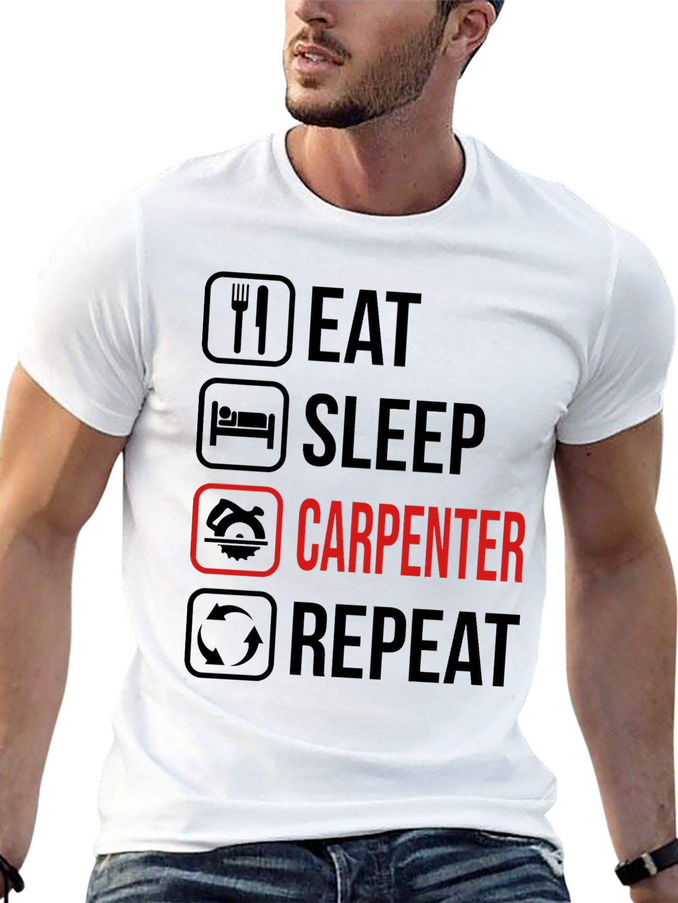 Eat Sleep Carpenter Repeat Graphic Tee