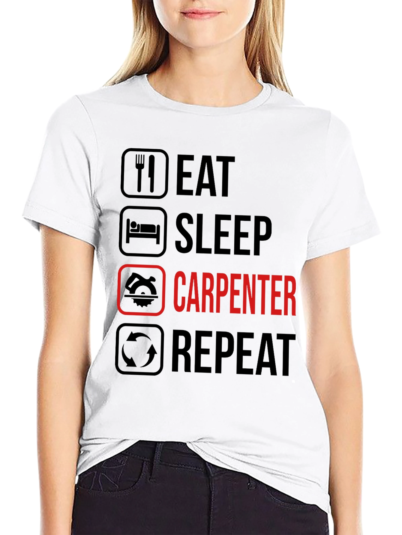 Eat Sleep Carpenter Repeat Graphic Tee