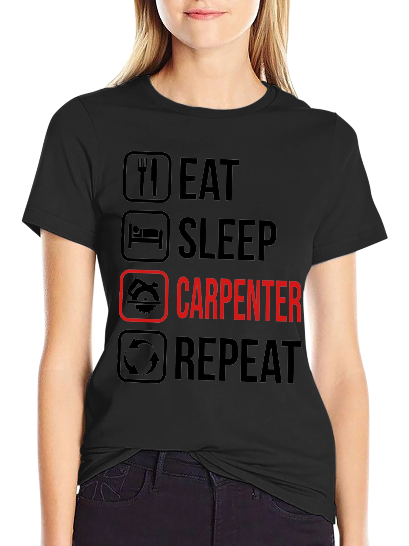 Eat Sleep Carpenter Repeat Graphic Tee
